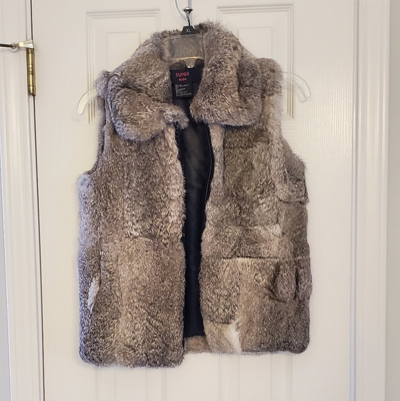 Rabbit Fur Fur Vest For Kids Surell Kids 100% Rabbit Fur Vest